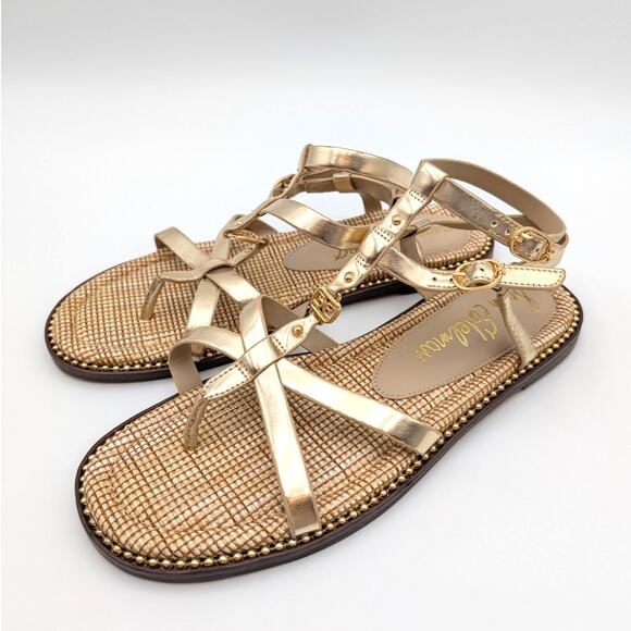 Sam Edelman Teeni Gladiator Sandal Ankle Strap Women's Amber Gold Size US9 EU40 - Picture 1 of 11